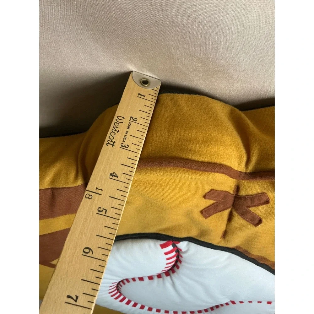 Baseball Glove and Ball Decorative Bed Post Pillow Twin Size Yellow Sports Decor
